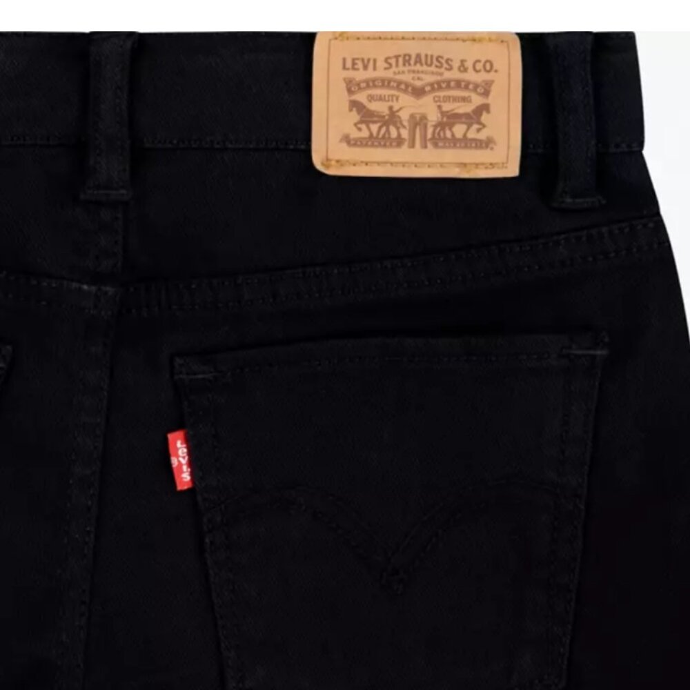 Levi's Girls' Kids Girlfriend Black Cuffed Hem Stretch Midrise Shortie Short 10 - Picture 9 of 13